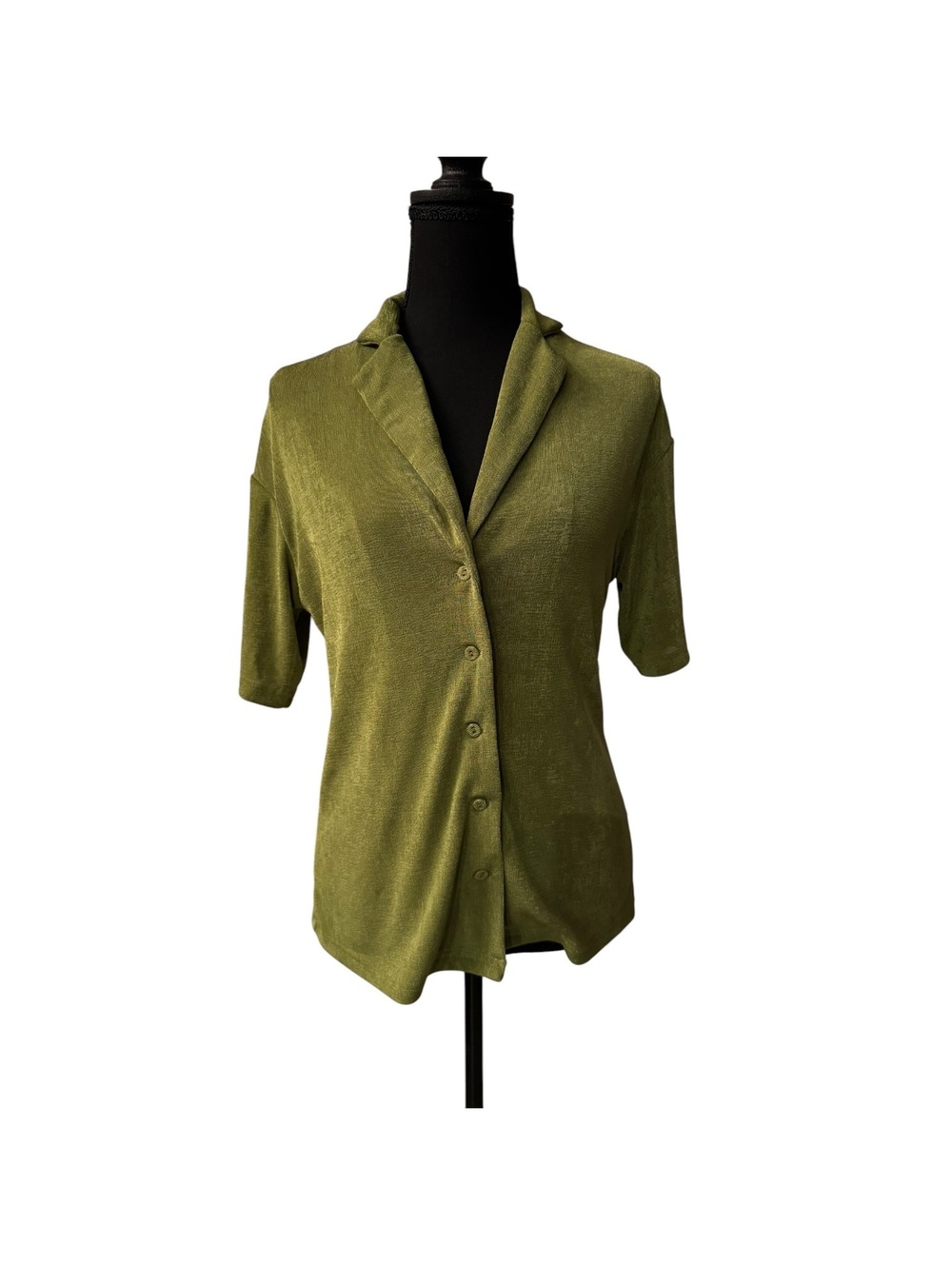 Princess Polly Olive Green Button-Up Short Sleeve Top